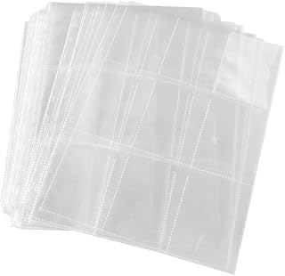 Operitacx Conjunto De 50 Folhas Porta-Cartões Página Mangas De Cartão Transparentes Protetores De Manga Bolas De Beisebol De Plástico Porta-Cartão Fotográfico Livro Cartão Postal Recargas