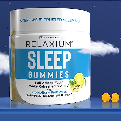Relaxium Sleep Gummy, Sleep Aid Support, 2.5 mg Melatonin, Vitamin D-3, Exclusive Prebiotic & Probiotic Blend, Gluten and Drug Free, Vegan, Lemon Flavor, 60 Gummies