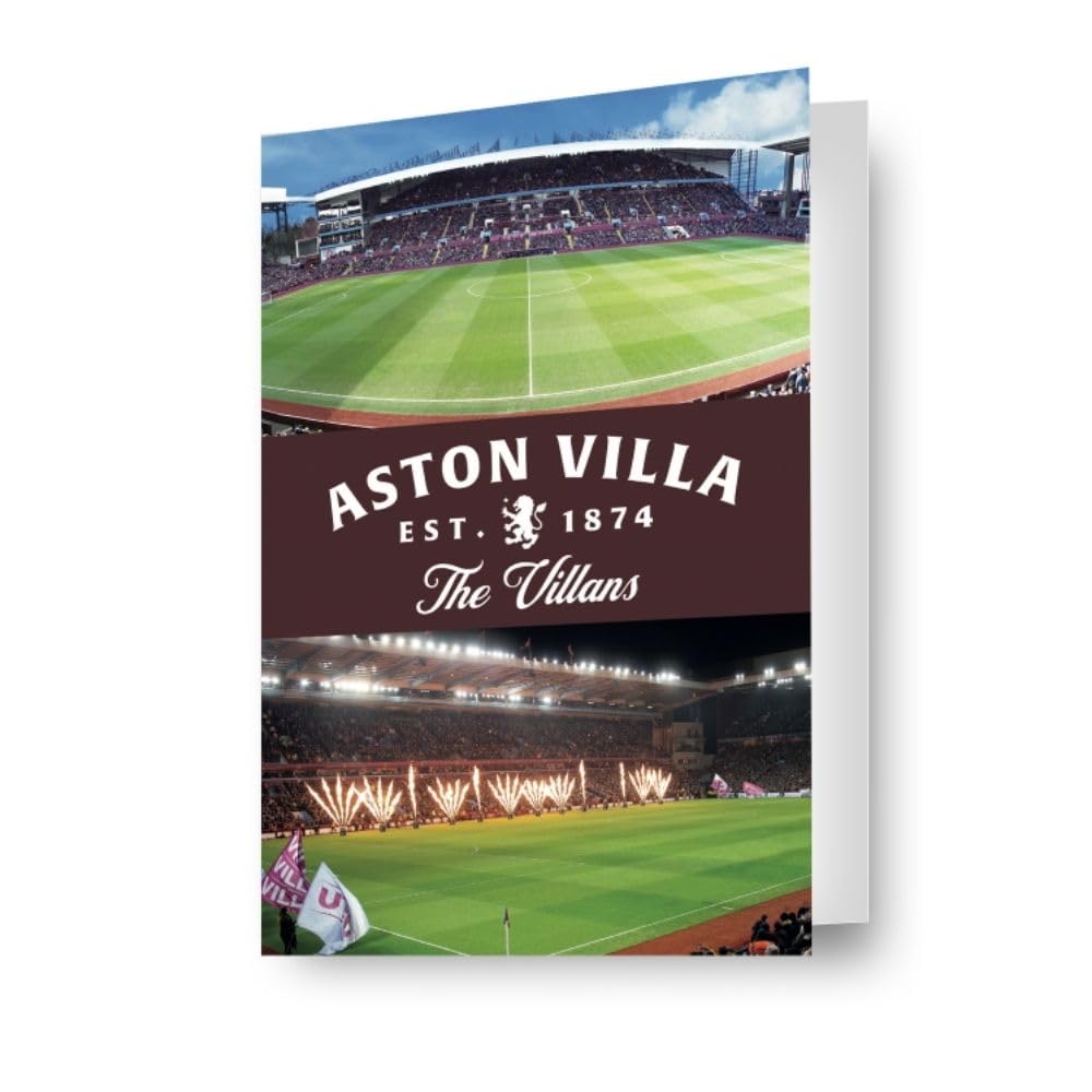 Aston Villa FC Birthday Card Football 3D-Effect Lenticular Card A Fantastic Card For All Occasions