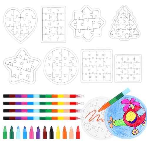 12 Piezas Puzzle en Blanco Puzzle Blanco Puzzle Personalizado Puzzles Personalizados Rompecabezas en Blanco para Pintar 12 Colores Extraíble Ceras de Colores Cumpleaños para Niños