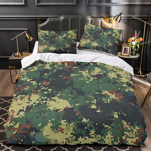 Ensemble housse de couette avec fermeture éclair microfibre 3Pcs lit double - 4