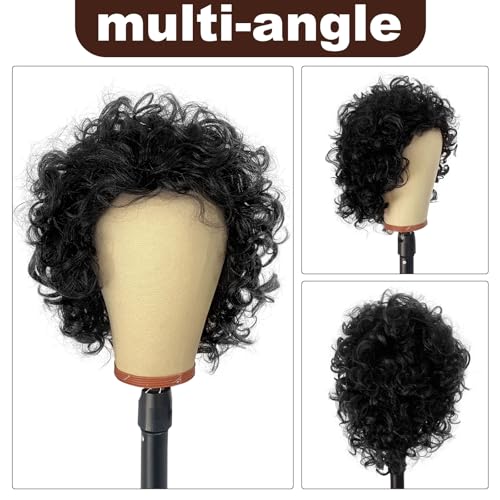 Black Curly Wig for Men Women Men’s Brown Hair Wig Fancy Dress Accessory, Mens Afro Wig, 60s 70s 80s Party Wigs for Men, Disco Pop Hippy, Rock for Costume (Black) - Image 4