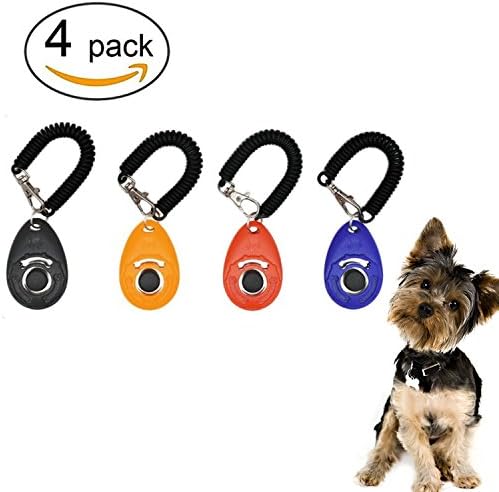 XXH Dog Training Clicker with Wrist Strap - Click with Big Button Training System Clicker Training for Pet Puppy Cat Birds Horses 4 Packs