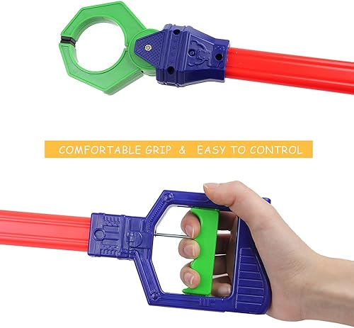 Miniatura 5 de Wokyo Pinza de garra de juguete con brazo robótico largo, aprendizaje temprano, juego de coordinación de ojos y mano para niños, brazo largo de 19
