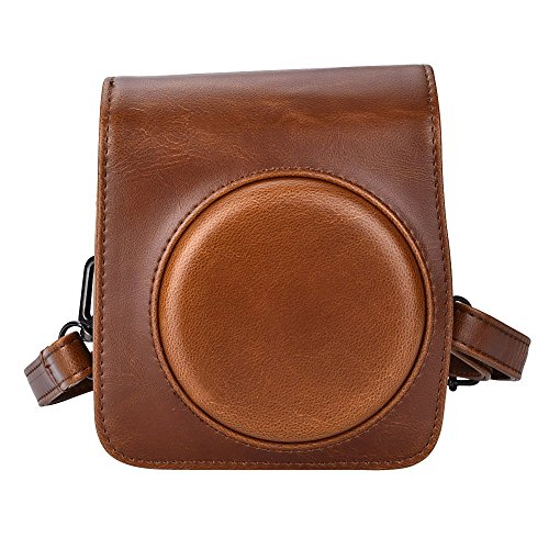 Gearmax® Cuero sintético PU Bolsa de Funda Protectora para cámara fujifilm instax Mini 70(Marrón)