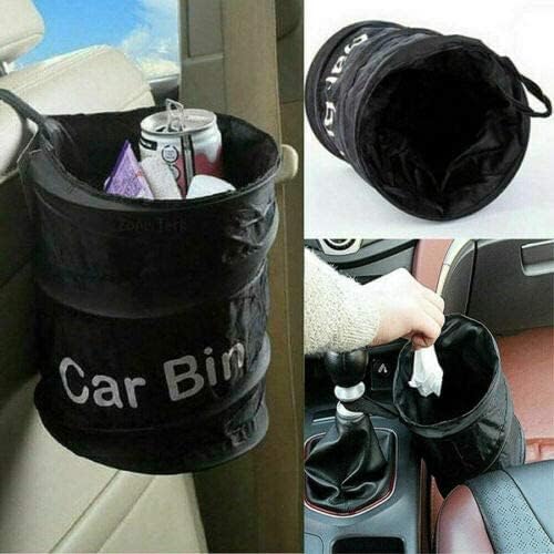 T8PRO Black Portable Collapsible Car Bin | Trash Can| Bin| Car Bin | Car Accessories | Rubbish Bin | Car Gadgets | Storage Basket | Pop-up Leak Proof Trash Bin Basket Waste Bin.
