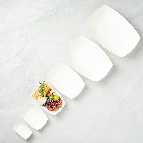 Miniatura 10 de Restaurantware, Bio Tek Bote de Papel Blanco - 3 14" x 2" x 1 12" - Caja de 50 unidades