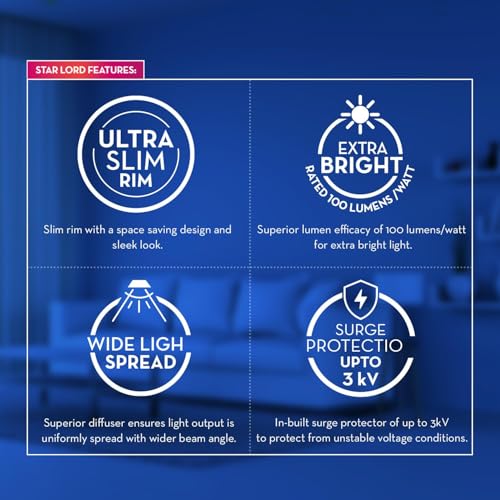 Image of Crompton Star Lord | Recessed Ceiling Lights | 15W | Round | Cool White | for False Ceiling Installation | Cutout: 6 inch | for Home, Living Room, Office & Shops | Pack of 1