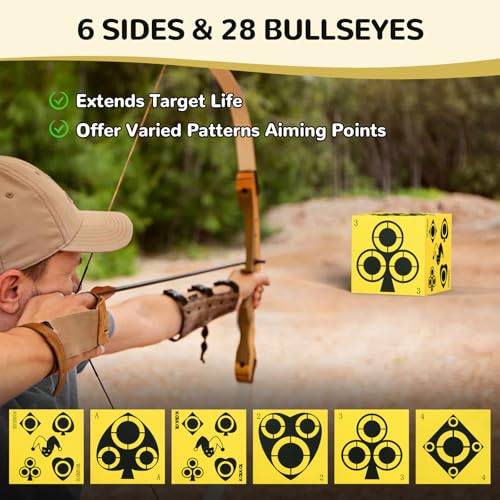 Image of Kalkal Archery Target, 6 Side Foam Archery Target Block with Carry Handle, Easy Arrow Removal, Lightweight Poker Archery Targets for Backyard Practice