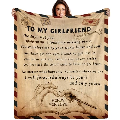 AOOCHUSS Gifts for Girlfriend to My Girlfriend Blanket Romantic Gifts for Her I Love You Throw Blankets Birthday Anniversary Blankets for Bed Sofa 50'x60'