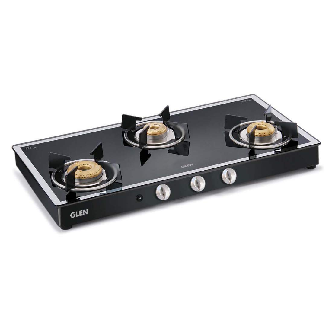 Glen 3 Burner LPG Gas Stove Mirror Finished Glass High Flame Forged Brass Burner, Auto Ignition, Extra Wide Black (1038 GT FB MBL AI)-image-30