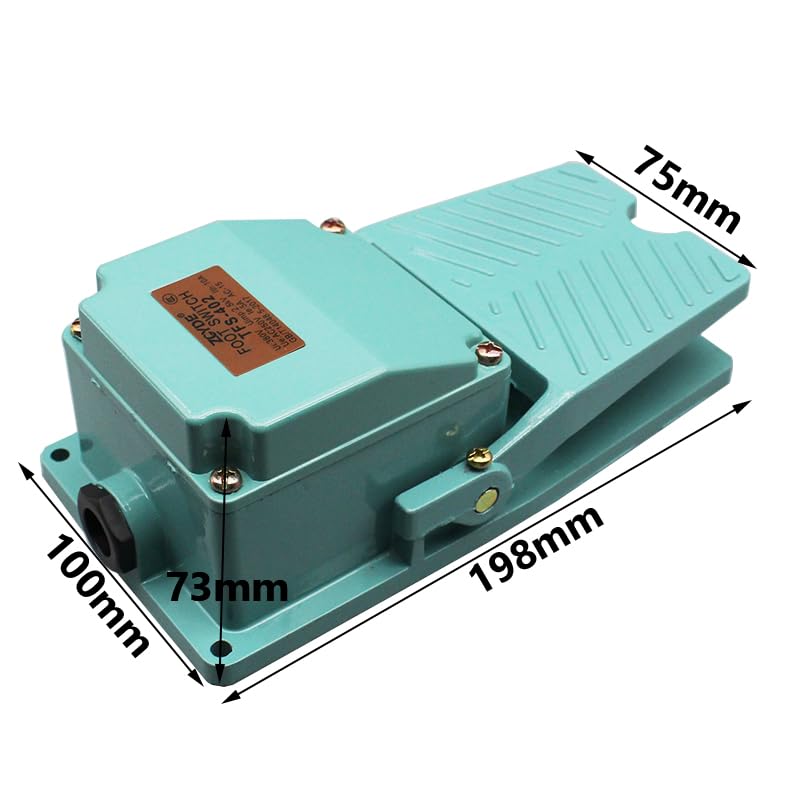 Conmutador de pedal TFS-402 contacto plata 1NO 1NC rearme giratorio instantáneo con carcasa de aluminio 15A 250V con prensaestopas