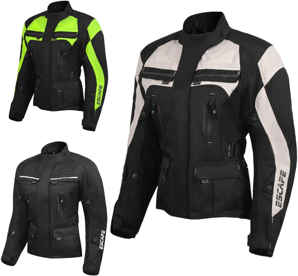 Escape Motorcycle Jacket for Women Touring with Textile Fabric for Motorbike Riding | WATERPROOF I Removable Liner-All Season