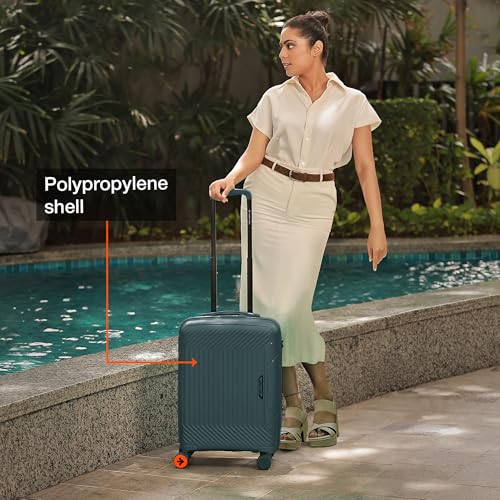 Image of Nasher Miles Coorg Hard-Sided Polypropylene Cabin Luggage 20 inch | 55cm | 8 Wheels Small Trolley Bag for Travel | Suitcase (Olive Green)