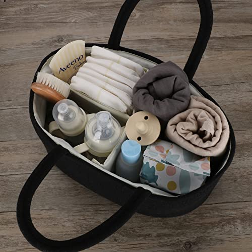 Image of XUANGUO Cotton Rope Baby Diaper Caddy Organizer Basket for Boys Black