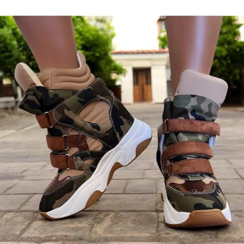 Liliana Women’s High Top Ankle Sneaker Hidden Wedge Heel Shoes for Women Tennis Shoes Footwear, MARANTO-23