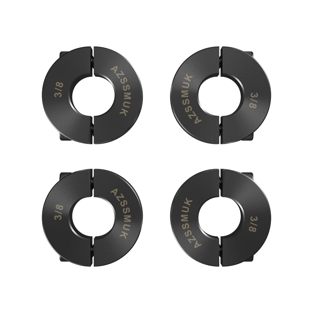 Double Split Clamp-On Shaft Collars of Carbon Steel with Black Oxide Coating 3/8" Bore Set Screw,4-piece