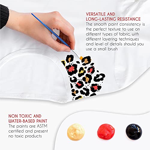 image for Zenacolor - Fabric Paints - Set of 14 Colors incl. 2 Metallic for Pain