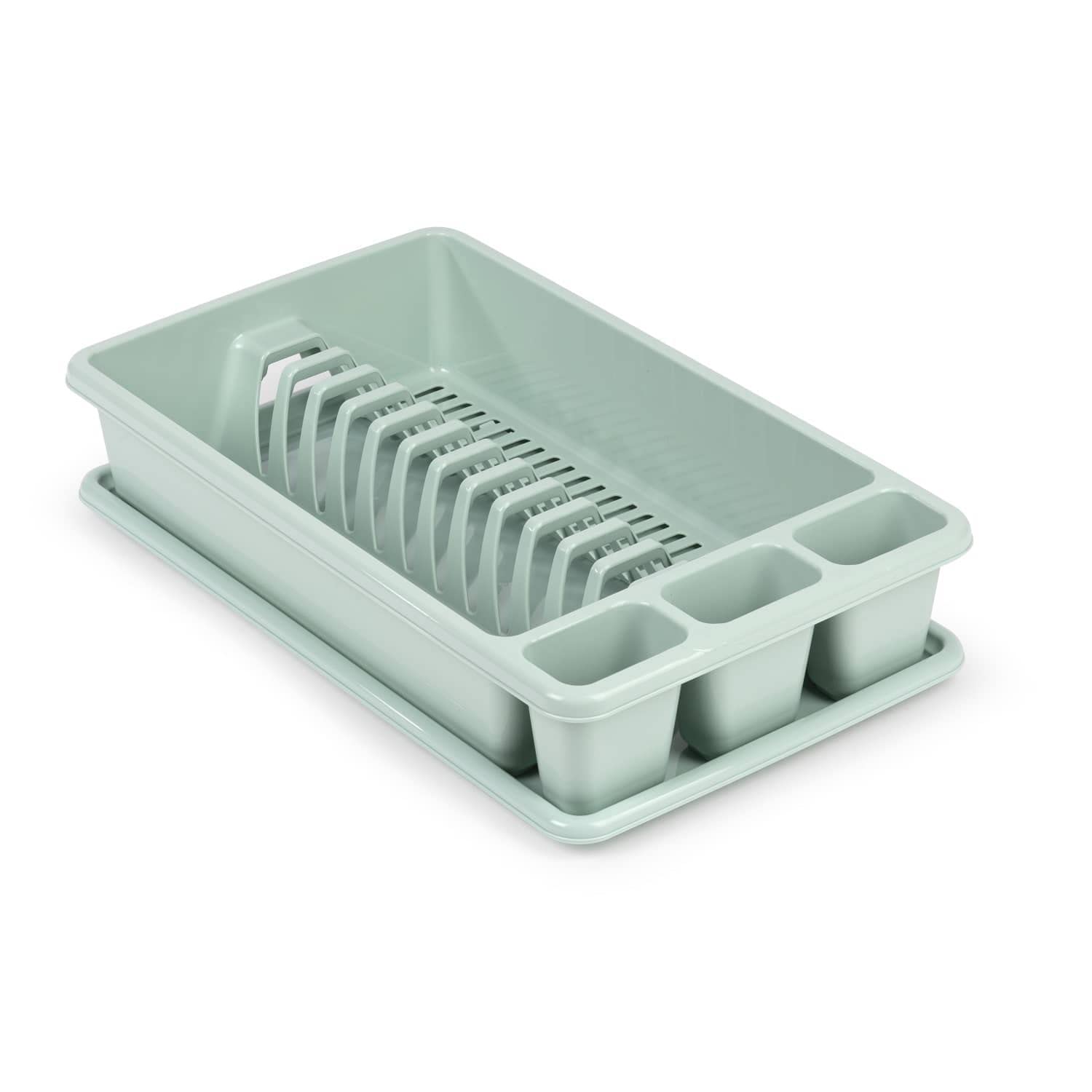 CABLEPELADO Escurreplato de plastico, Escurridor de Platos, Escurridor Fregadero 2 módulos, con Bandeja Anti-Goteo, Plástico, 45 cm de Ancho x 26.5 cm de Fondo x 9 cm de Altura, Verde