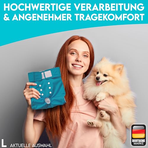 HUND IST KÖNIG Hundewindeln für Hündinnen (3 Stück) - Hochabsorbierende Läufigkeitshose für Hündinnen mit 3-Fach Justierung - Umweltfreundliche Hunde Windeln, Hundehöschen Läufigkeit & Inkontinenz