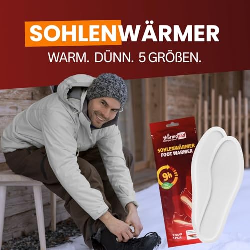 THERMOPAD Sohlenwärmer - DAS ORIGINAL: 5, 10 oder 30 Paar Wärmepads (erhältlich in 5 Größen) - Einlegesohle für 8 Stunden Wärme I Fußwärmer Pads I Extra warme Wärmesohle L für Schuhe & Skischuhe