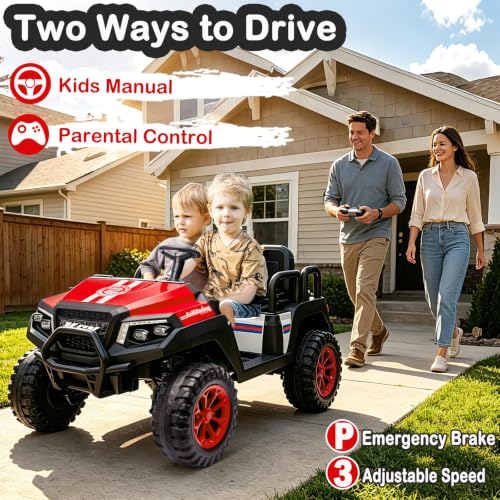 Image of NEWQIDA 4 Seater Electric Golf Cart for Kids 24V Ride on Toys, Red
