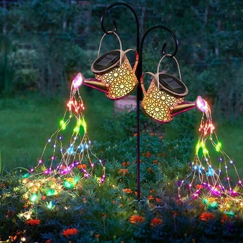 Solar Lights Outdoor Decorative, 2 Pack Solar Watering Can Lights
