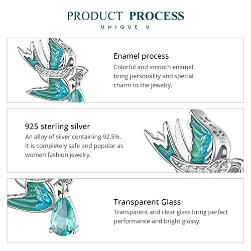 Breloques d'oiseau en argent pour bracelet et collier de printemps