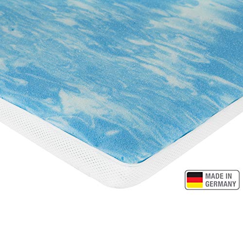 Meos® Gel-Schaum Topper 120x200 für Matratzen & Boxspringbett - Made in Germany - hohes RG50 - Bezug bis 60°C waschbar - Matratzenauflage (120 x 200 cm) White
