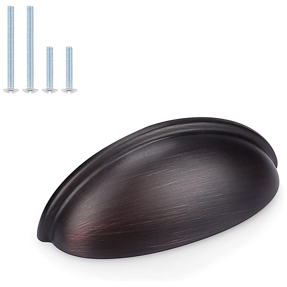 Jnchdghwa As Shown Oil Rubbed Bronze Kitchen Hardware 5 Pack-Drawer Handles Cabinet Pulls, 9Cm Handles& Knobs, Bin Cup Design