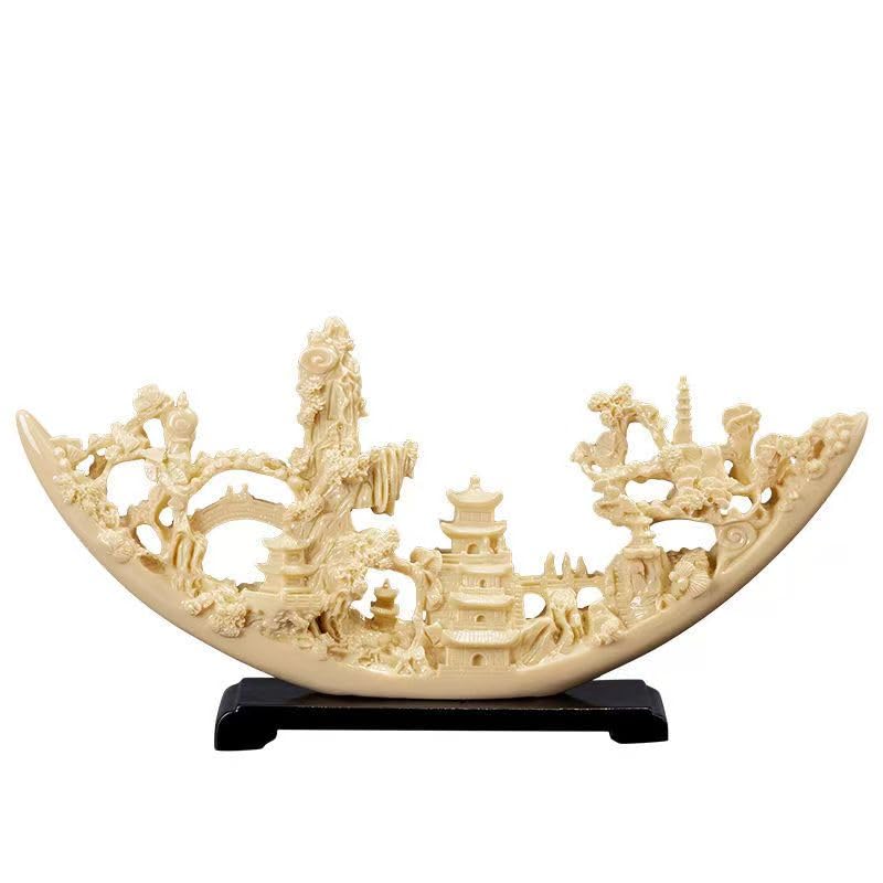 Sculpture en relief de croissant blanc ivoire moderne pour bureau