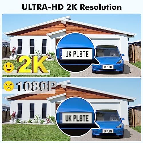 Yeskamo Outdoor Camera Wireless 2-Cams Kit Wireless Cameras For Home Security With Battery Security Camera,Spotlight,2K Fhd,Color Night Vision,Ip67 Waterproof, No Monthly Fee,Work With Alexa #TOP2