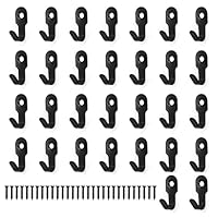 GEBAUM Pack of 30 Black Hooks, 27 Mm Coat Hooks for Wall, Small Screws, Wall Hook, Vintage Can be Used in Hallway, Bedroom and Living Room