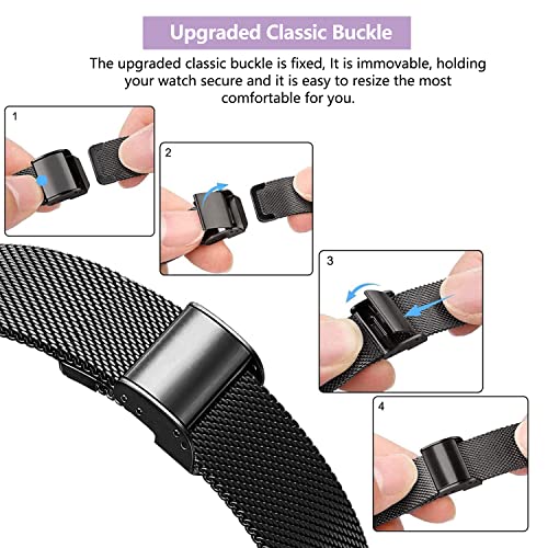 KoGiio 18 mm Metal Strap Compatible with Huawei Watch GT4 41mm/Garmin Venu 3S/Forerunner 265S/255S Music/255S/Vivoactive 4S 40mm /3S 39mm /Venu 2S/Active S/Move 3S, Replacement Bracelet Black - Image 4