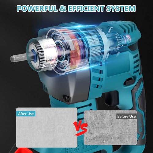21V Brushless Cordless Concrete Vibrator, 3200RPM Industrial-Grade Handheld Electric Cement Mixer, Fast Charger & 2000mAh Battery, Stirring Tool for Mixing and Compacting Building Concrete (NO Hose) - Image 5