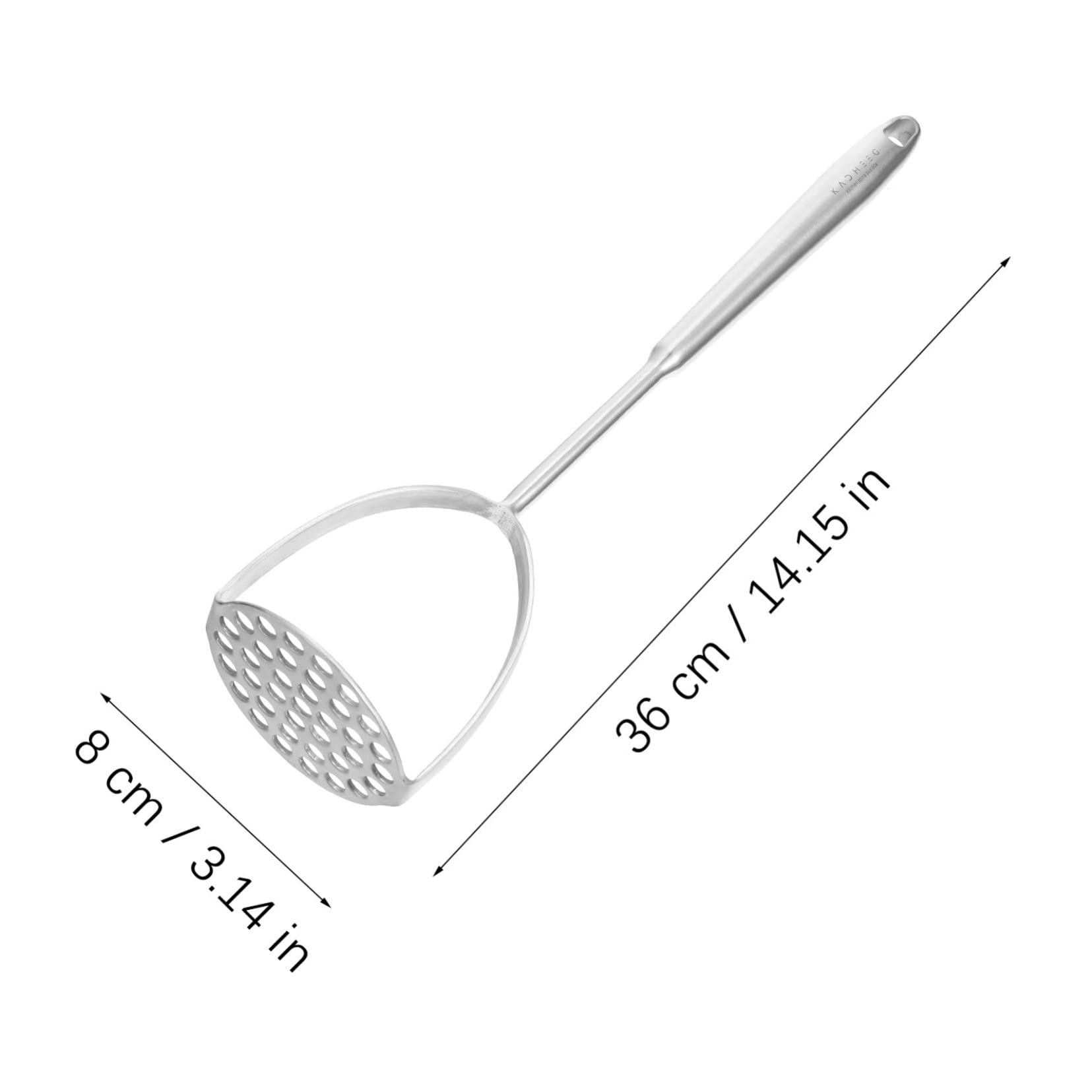 MUCKLILY 1Pc Premium Stainless Steel Potato Crusher Multipurpose Vegetable Masher for Home Restaurant Use Mirror Polished Design Easy to Carry for Mashing Potatoes Yams