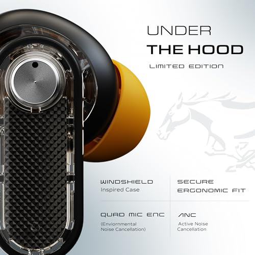 Image of GOBOULT Mustang Sprint in Ear Earbuds with 60H Playtime, Amp App Support, 32dB Active Noise Cancellation, Quad Mic ENC, Dual Device Pairing, 10mm Drivers, BTv 6.0 TWS (Turbo Yellow)