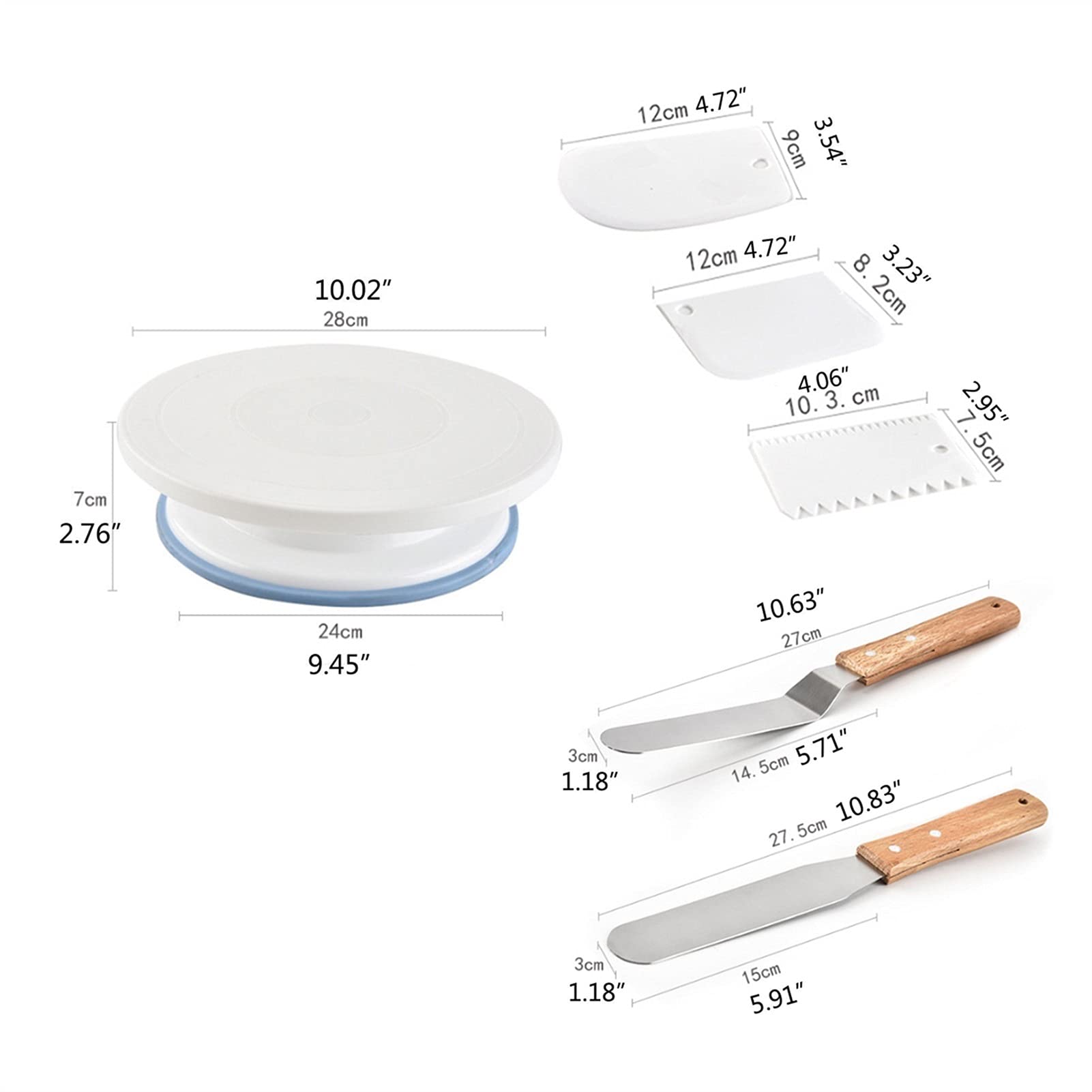 Tortenplatte Drehbar 10-Zoll-rotierender Kuchen Drehteller, Ständer Drehtisch Rotierende Spatel Teigmesser Dekorieren Sahnekuchen Rotary Tisch Backwerkzeuge Kuchen dekorieren Verbrauchsmaterial Kit