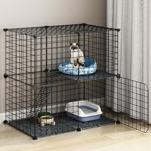 Enclos pour chat amovible idéal pour le salon avec bac à litière et structure pliable portable
