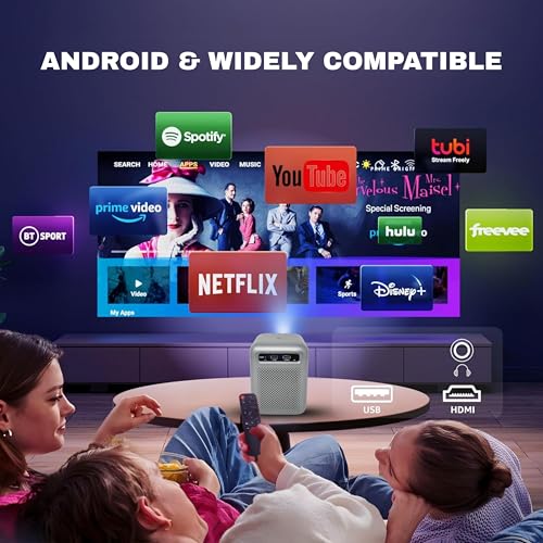 Image of Tonzo X2 Cinema Smart Mini LED Projector | Full HD 720p Support 150 Display | Android System 9.0 with WiFi 2.4G & Bluetooth 5.0 | Home Theater with HDMI, USB (Grey)