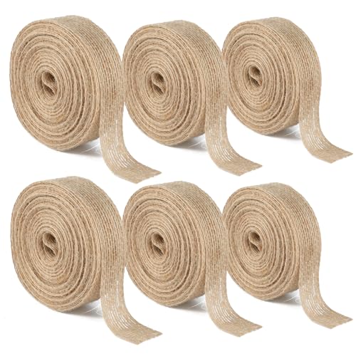 KINGLAKE 2cm Hessian Ribbon Roll, 60m Burlap Jute Ribbon for Gift Wrapping Natural Brown Craft Ribbons for Crafting Florist