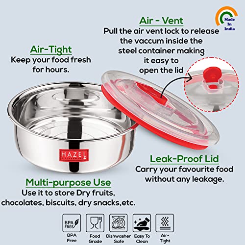 HAZEL Stainless Steel Container with Transparent Lid Leak Proof