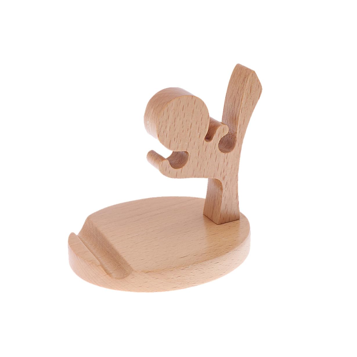 Hemobllo 2pezzi Supporto Telefonico Legno Creativo Forma Di Fu Kid Stabile e Antiscivolo Per Scrivania e Tavolo Base Resistente Per Smartphone e Tablet Design Cartone Originale