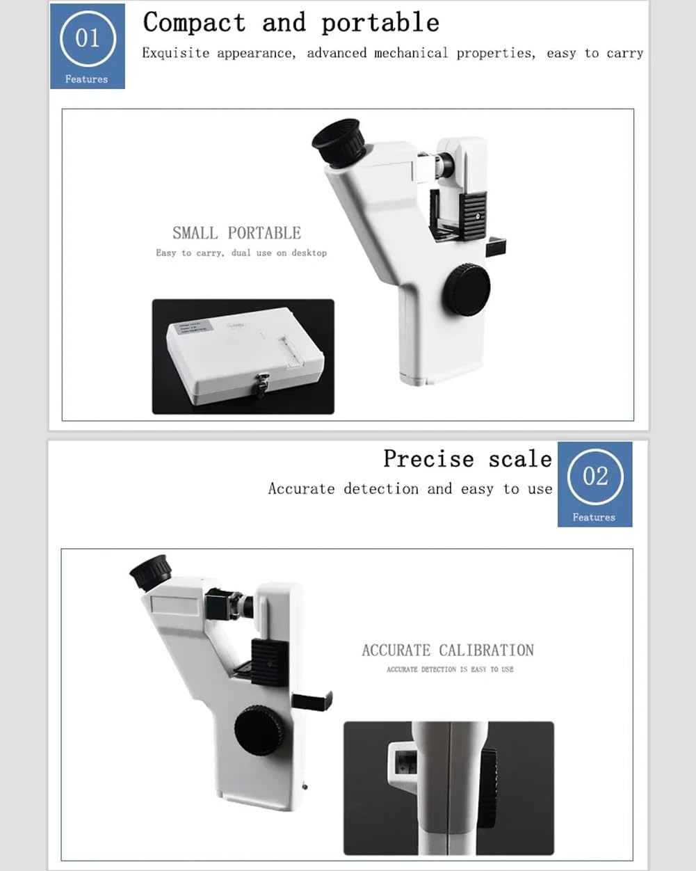 Frontifocometro ottico manuale portatile,Lensometer Optometry Lens Checker con lente HD, Scanner for lenti for occhiali Attrezzatura for test di occhiali,Manopola di regolazione, for lenti da 20-80 mm