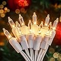 Hopolon 2PACK 50-Count Set Clear Christmas Lights with White Wire,Incandescent Bulb Mini String Lights for Holiday,Christmas Tree,Party, Wedding, Xmas, Home,Indoor & Outdoor Decorations(Warm White)