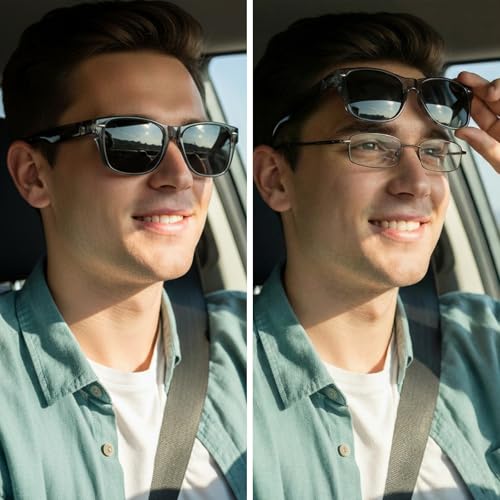 Image of TJUTR Polarized Fit Over Glasses Sunglasses for Men Women, Wrap Around UV400 Protection Sunglasses TS2611