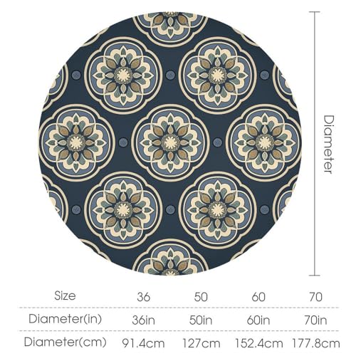 Nappe de table ronde marron 127cm imperméable lavable en machine pour buffet - 3