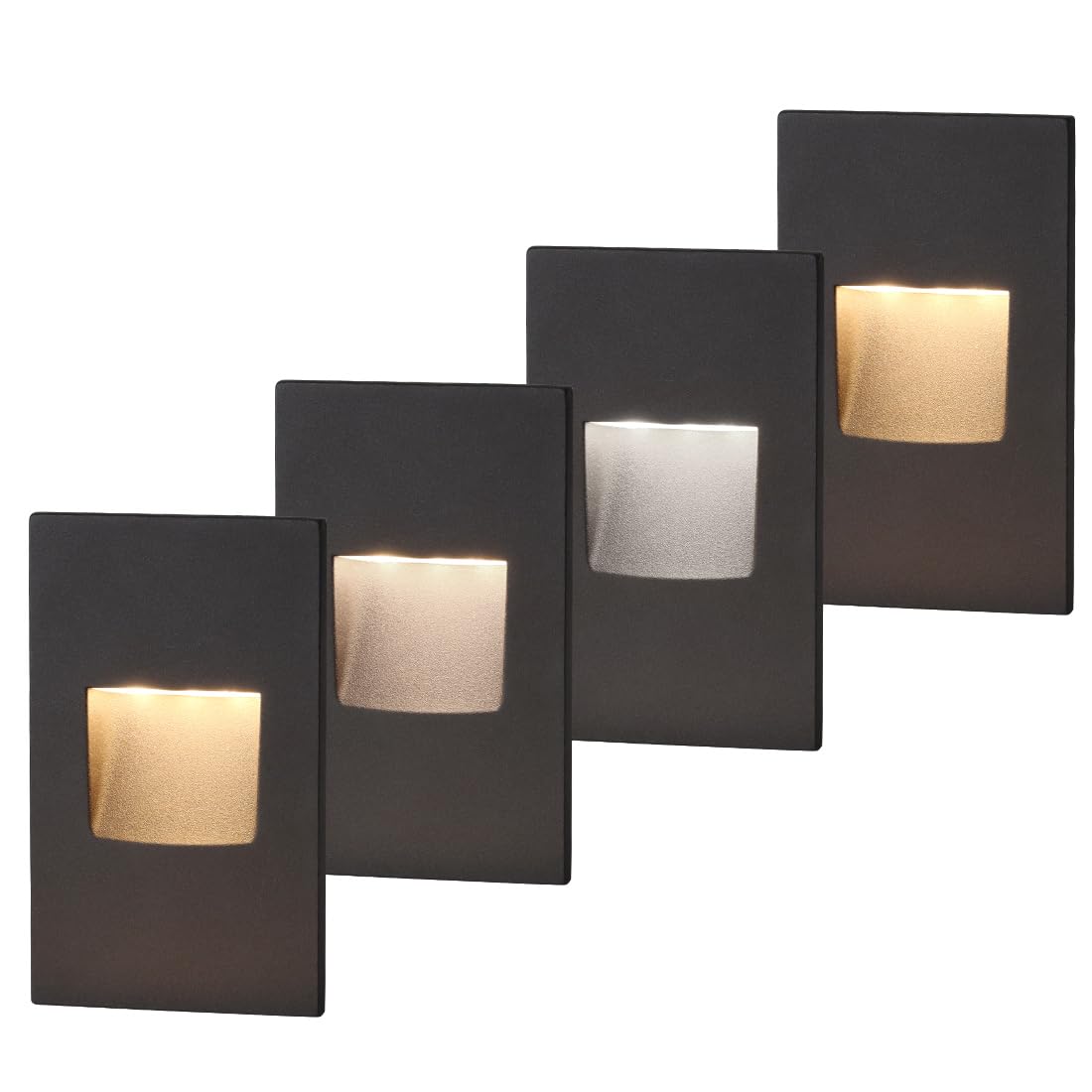 kadision Vertical LED Step Light 120V, 3000K/4000K/5000K Adjustable, 3.5W 175lm Indoor Outdoor Dimmable Stair Lights, Aluminum ORB Finish, 4 Pack