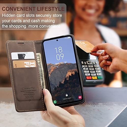 Cracedily for Samsung Galaxy A54 5G Case, Flip Wallet Leather Case with Card Holder Magnetic Closure Shockproof Kickstand Protective Phone Cases Cover for Galaxy A54 6.4 Inch,Coffee - image 4