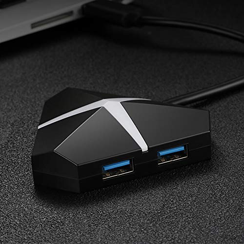 Image of XIKKART 4 Port USB 3.0 Hub Adapter with Breathing Lights, Breathing Lights 5GBPS USB 3.0 4 Port USB HUB HIGH Speed Portable 3.0 USB HUB